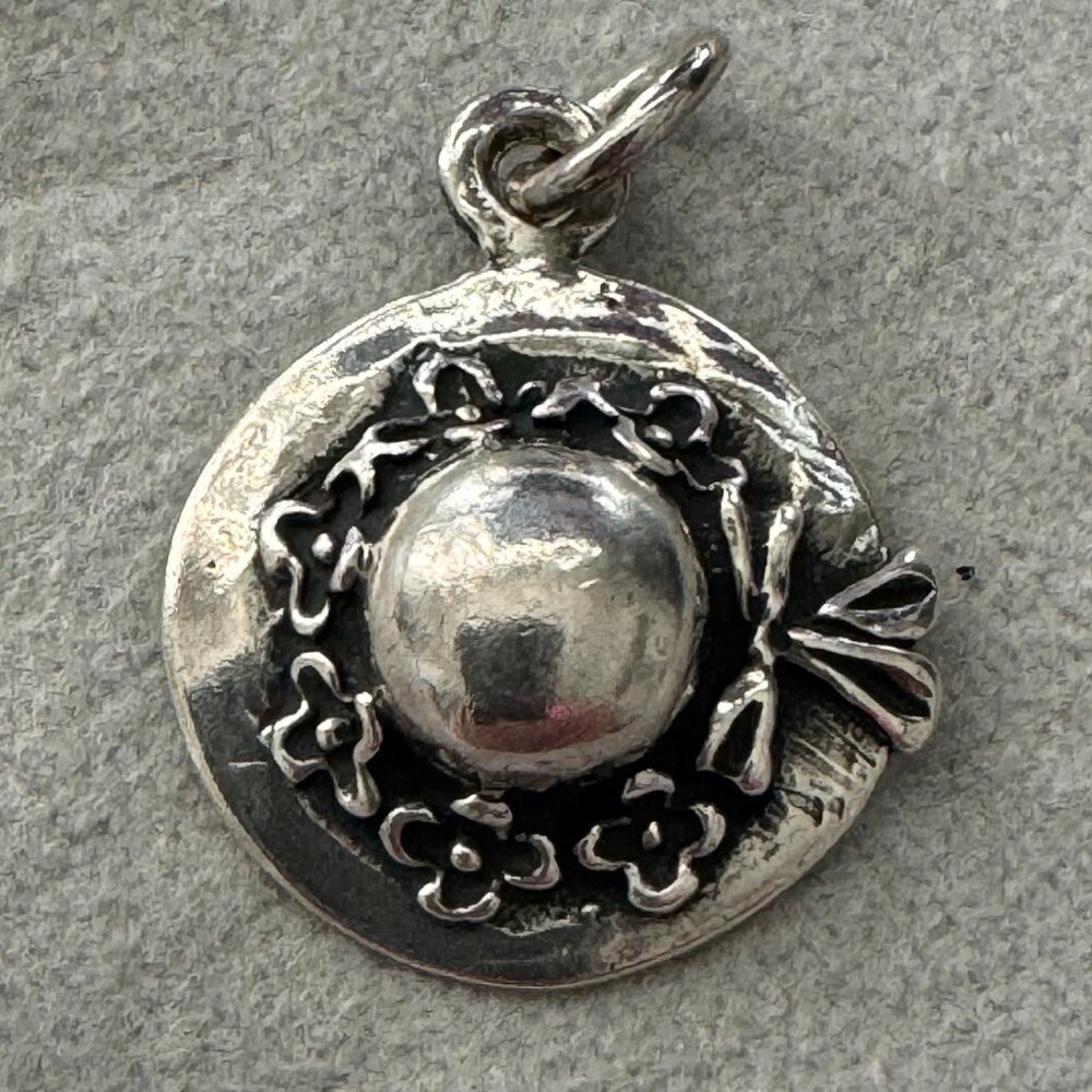 Easter Bonnet / Floral Hat Vintage Charm Sterling Silver Three-Dimensional
